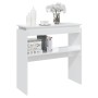 Mesa consola madera contrachapada blanco brillante 80x30x80 cm