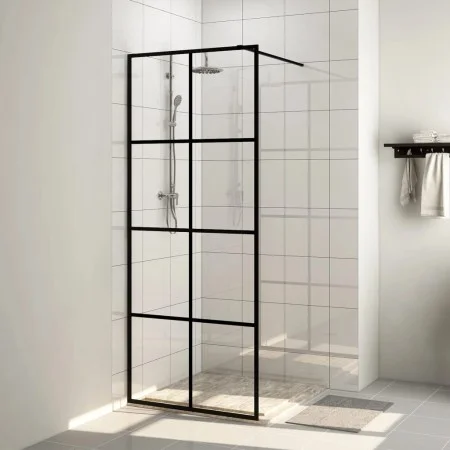 Accessible shower screen clear ESG glass black 80x195 cm by vidaXL, Shower walls and screens - Ref: Foro24-151033, Price: 164...