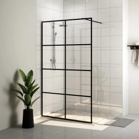 Mampara ducha accesible vidrio ESG transparente negro 90x195 cm