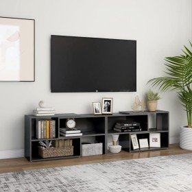Mueble de TV madera contrachapada gris brillante 149x30x52 cm Mueble de TV madera contrachapada gris brillante 149x30x52 cm