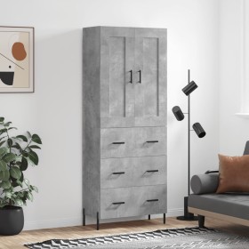 Tall plywood gray concrete sideboard 69.5x34x180 cm by vidaXL, Sideboards - Ref: Foro24-3199757, Price: 171,51 €, Discount: %