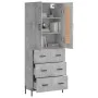 Tall plywood gray concrete sideboard 69.5x34x180 cm by vidaXL, Sideboards - Ref: Foro24-3199757, Price: 169,41 €, Discount: %