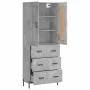 Tall plywood gray concrete sideboard 69.5x34x180 cm by vidaXL, Sideboards - Ref: Foro24-3199757, Price: 169,41 €, Discount: %