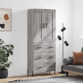 Aparador alto madera contrachapada gris sonoma 69,5x34x180 cm