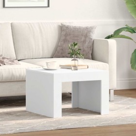 Mesa de centro madera contrachapada blanco 50x50x35 cm