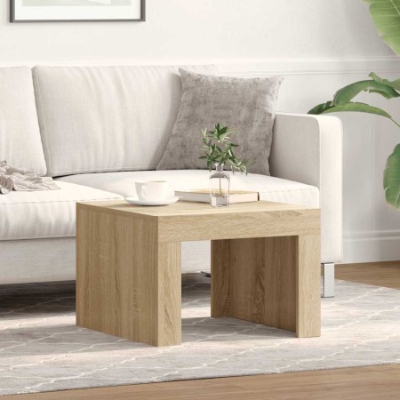 Mesa de centro de madera contrachapada color roble 50x50x35 cm