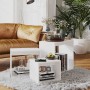 Mesas apilables 3 piezas madera contrachapada blanco