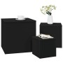Mesitas auxiliares 3 uds madera contrachapada negro