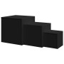 Mesitas auxiliares 3 uds madera contrachapada negro