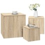 Mesas auxiliares 3 pzas madera contrachapada color roble Sonoma