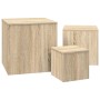 Mesas auxiliares 3 pzas madera contrachapada color roble Sonoma