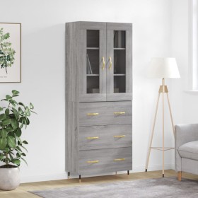 Aparador alto madera contrachapada gris sonoma 69,5x34x180 cm de vidaXL, Aparadores - Ref: Foro24-3198391, Precio: 171,29 €, ...