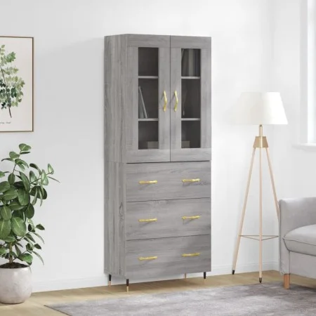 Tall gray Sonoma plywood sideboard 69.5x34x180 cm by vidaXL, Sideboards - Ref: Foro24-3198391, Price: 169,11 €, Discount: %