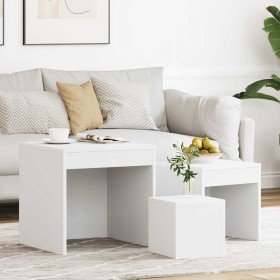 Mesas apilables 3 piezas madera contrachapada blanco Mesas apilables 3 piezas madera contrachapada blanco