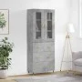 Aparador alto madera contrachapada gris hormigón 69,5x34x180 cm de vidaXL, Aparadores - Ref: Foro24-3198389, Precio: 170,73 €...