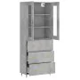 Aparador alto madera contrachapada gris hormigón 69,5x34x180 cm de vidaXL, Aparadores - Ref: Foro24-3198389, Precio: 170,73 €...