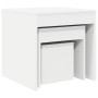 Mesas apilables 3 piezas madera contrachapada blanco