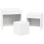 Mesas apilables 3 piezas madera contrachapada blanco