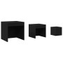 Mesas apilables 3 piezas madera contrachapada negro