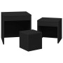 Mesas apilables 3 piezas madera contrachapada negro