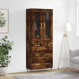 Hohes Sideboard aus geräuchertem Eichensperrholz, 69,5 x 34 x 180 cm von vidaXL, Sideboards - Ref: Foro24-3198390, Preis: 176...