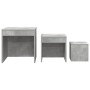 Mesas apilables 3 piezas madera contrachapada gris hormigón