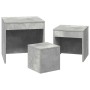 Mesas apilables 3 piezas madera contrachapada gris hormigón