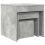 Mesas apilables 3 piezas madera contrachapada gris hormigón