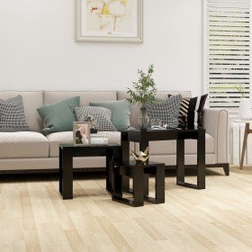 Mesas apilables 3 piezas madera contrachapada negro Mesas apilables 3 piezas madera contrachapada negro
