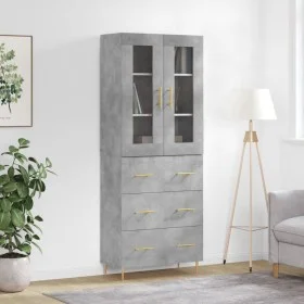Aparador alto madera contrachapada gris hormigón 69,5x34x180 cm de vidaXL, Aparadores - Ref: Foro24-3198397, Precio: 173,59 €...