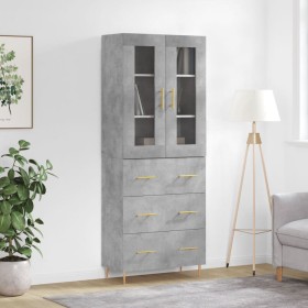 Concrete gray plywood tall sideboard 69.5x34x180 cm by vidaXL, Sideboards - Ref: Foro24-3198397, Price: 175,58 €, Discount: %