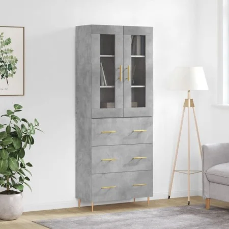 Aparador alto madera contrachapada gris hormigón 69,5x34x180 cm de vidaXL, Aparadores - Ref: Foro24-3198397, Precio: 173,59 €...