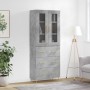 Aparador alto madera contrachapada gris hormigón 69,5x34x180 cm de vidaXL, Aparadores - Ref: Foro24-3198397, Precio: 182,04 €