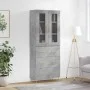 Aparador alto madera contrachapada gris hormigón 69,5x34x180 cm de vidaXL, Aparadores - Ref: Foro24-3198397, Precio: 173,59 €...