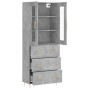 Aparador alto madera contrachapada gris hormigón 69,5x34x180 cm de vidaXL, Aparadores - Ref: Foro24-3198397, Precio: 182,04 €