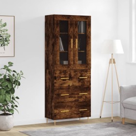 Aparador alto madera contrachapada roble ahumado 69,5x34x180 cm de vidaXL, Aparadores - Ref: Foro24-3198398, Precio: 180,36 €...
