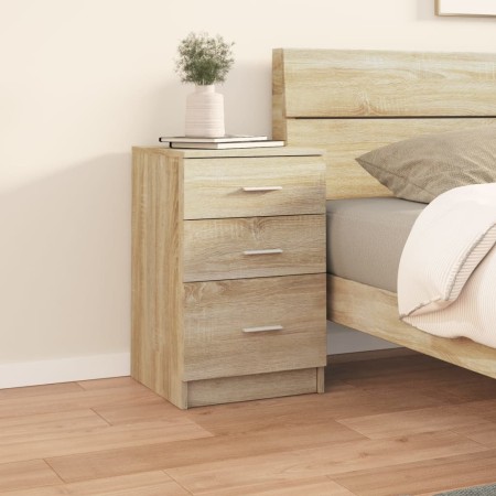 Mesita de noche madera contrachapada roble Sonoma 40x40x63 cm