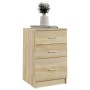 Mesita de noche madera contrachapada roble Sonoma 40x40x63 cm