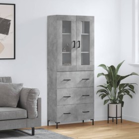 Aparador alto madera contrachapada gris hormigón 69,5x34x180 cm de vidaXL, Aparadores - Ref: Foro24-3198405, Precio: 181,42 €...