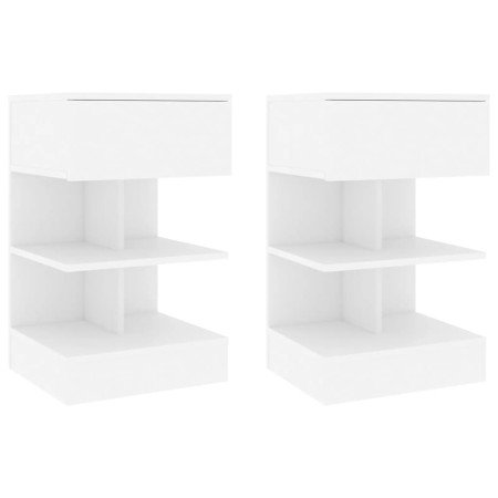 Mesitas de noche 2 uds madera contrachapada blanco 40x35x65 cm en Mesitas de noche | Comprar online en Foro24