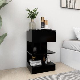 Mesita de noche madera contrachapada negro 40x35x65 cm Mesita de noche madera contrachapada negro 40x35x65 cm