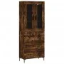 Aparador alto madera contrachapada roble ahumado 69,5x34x180 cm de vidaXL, Aparadores - Ref: Foro24-3198406, Precio: 176,79 €...