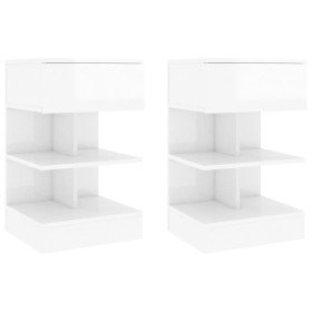 Mesitas de noche 2 unidades blanco brillo 40x35x65 cm Mesitas de noche 2 unidades blanco brillo 40x35x65 cm