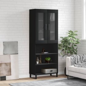 Hohes schwarzes Sperrholz-Sideboard 69,5 x 34 x 180 cm von vidaXL, Sideboards - Ref: Foro24-3198746, Preis: 146,68 €, Rabatt: %