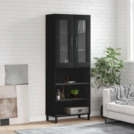 Aparador alto madera contrachapada negro 69,5x34x180 cm de vidaXL, Aparadores - Ref: Foro24-3198746, Precio: 144,64 €, Descue...