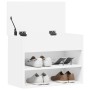Banco zapatero de madera de ingeniería blanco 60x30x45 cm