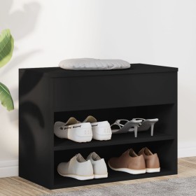 Banco zapatero de madera de ingeniería negro 60x30x45 cm Banco zapatero de madera de ingeniería negro 60x30x45 cm