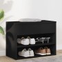 Banco zapatero de madera de ingeniería negro 60x30x45 cm