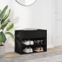 Banco zapatero de madera de ingeniería negro 60x30x45 cm