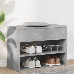 Banco zapatero madera contrachapada gris hormigón 60x30x45 cm Banco zapatero madera contrachapada gris hormigón 60x30x45 cm